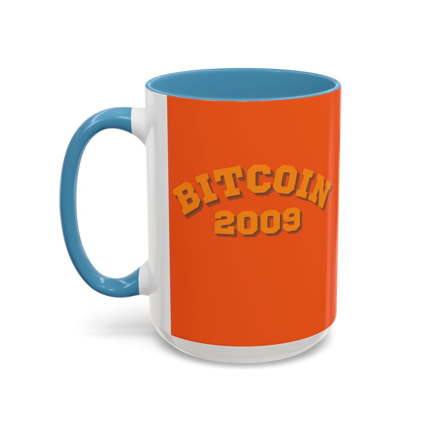 Bitcoin 2009 Orange Accent Mug by cypherpunkgear.com