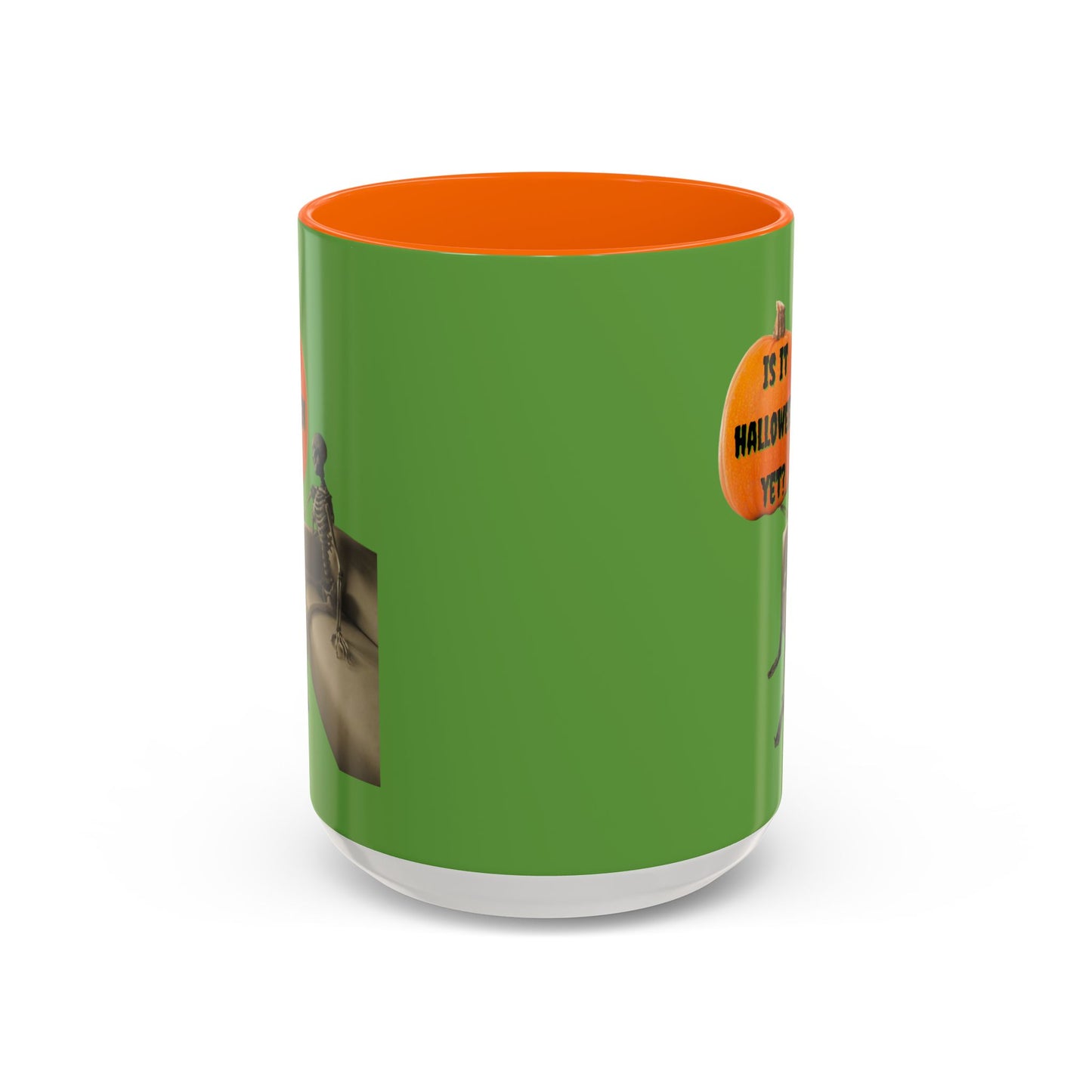 Is it Halloween yet? Skeleton's Pumpkin Accent Mug by CreepyCrafts.boo
