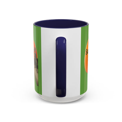 Is It Samhain Yet? Skeleton's Giant Pumpkin Green Accent Mug by CreepyCrafts.boo