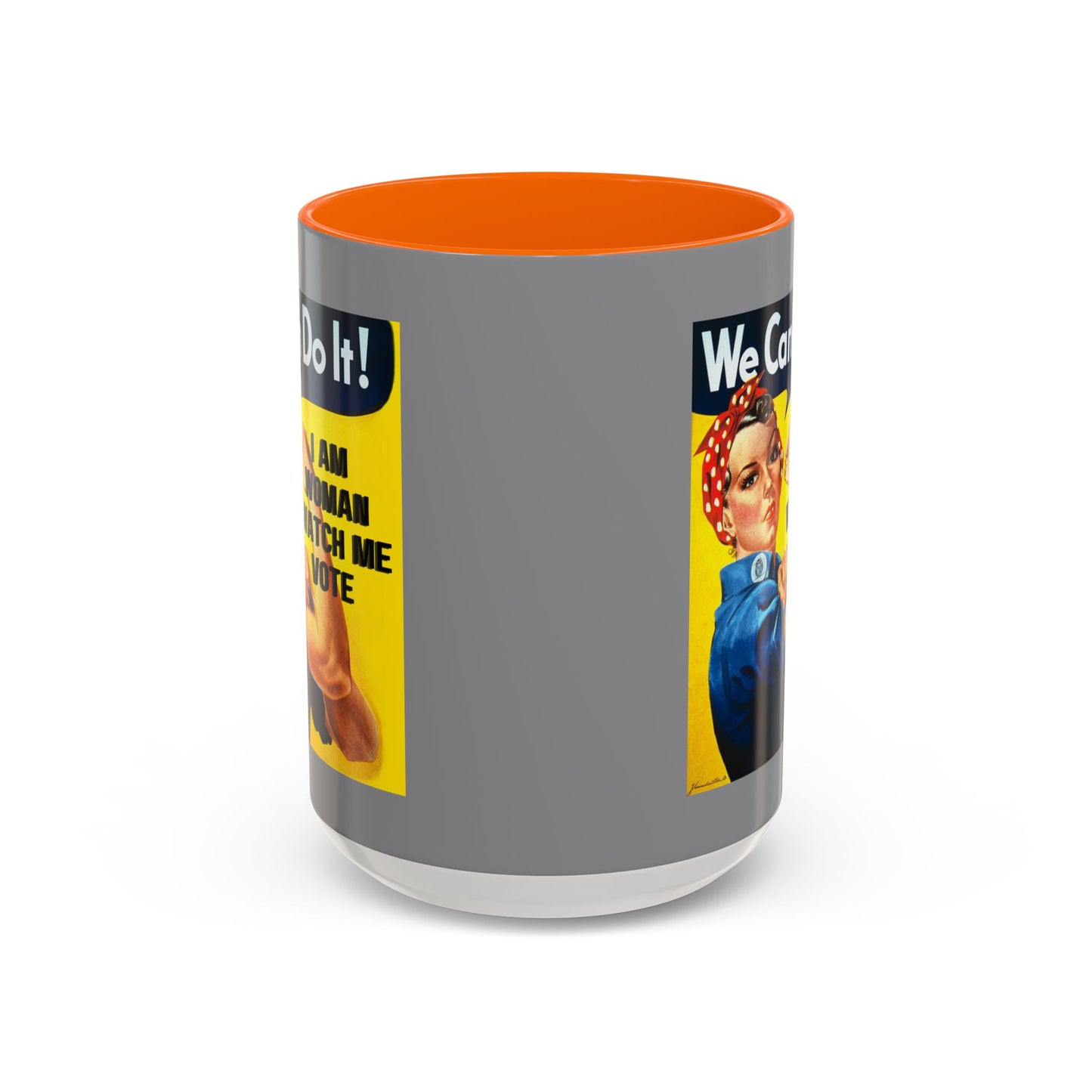 I Am Woman Watch Me Vote Rosie Grey Accent Mug by cypherpunkgear.com