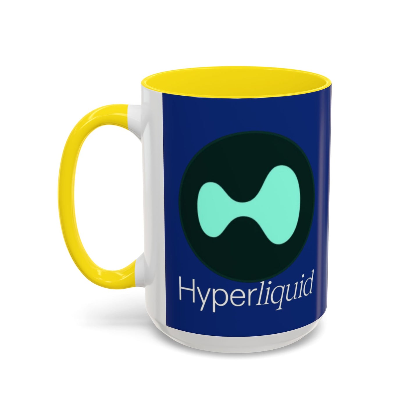 Hyperliquid White font Blue Accent Mug by cypherpunkgear.com