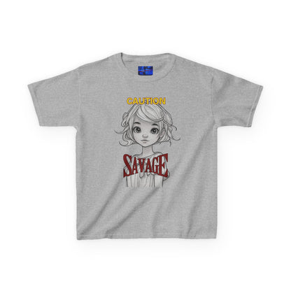 Caution: Small but Savage Kids Heavy Cotton Tee by cypherpunkgear.com
