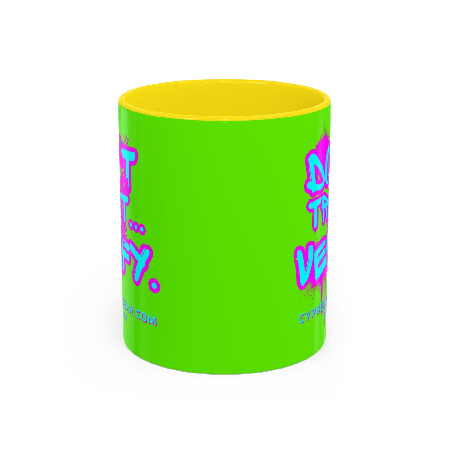 Don't Trust...Verify. Green Accent Mug by cypherpunkgear.com