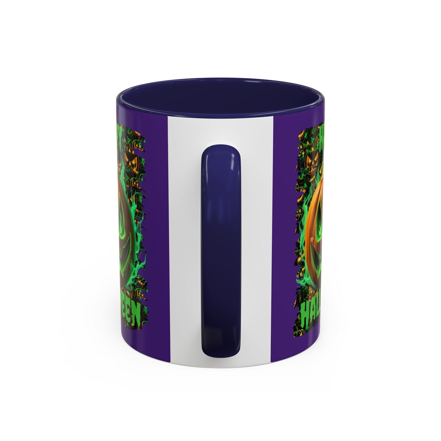 Happy Halloween Green Jack Purple Accent Mug by CreepyCrafts.boo