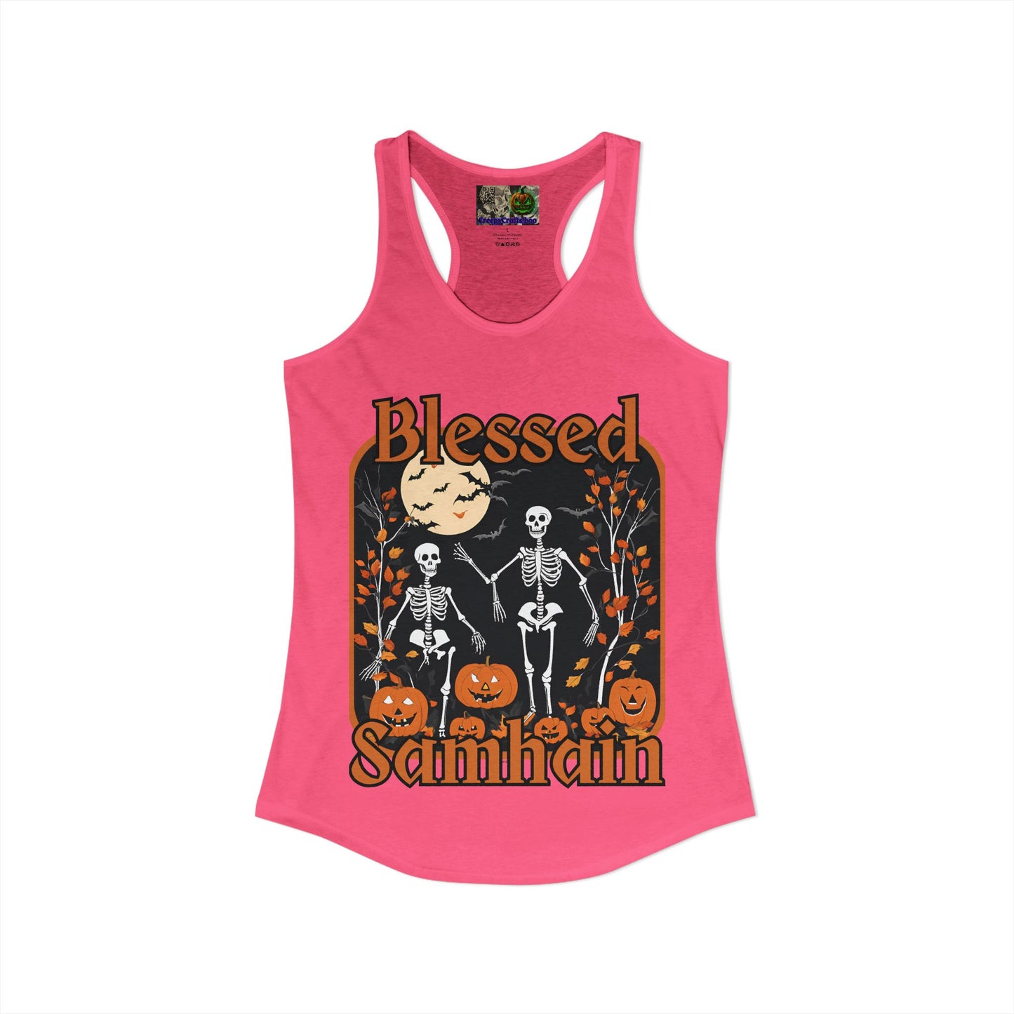 Spooktacular Skeletons of Samhain Women's Racerback Tank Top by CreepyCrafts.boo