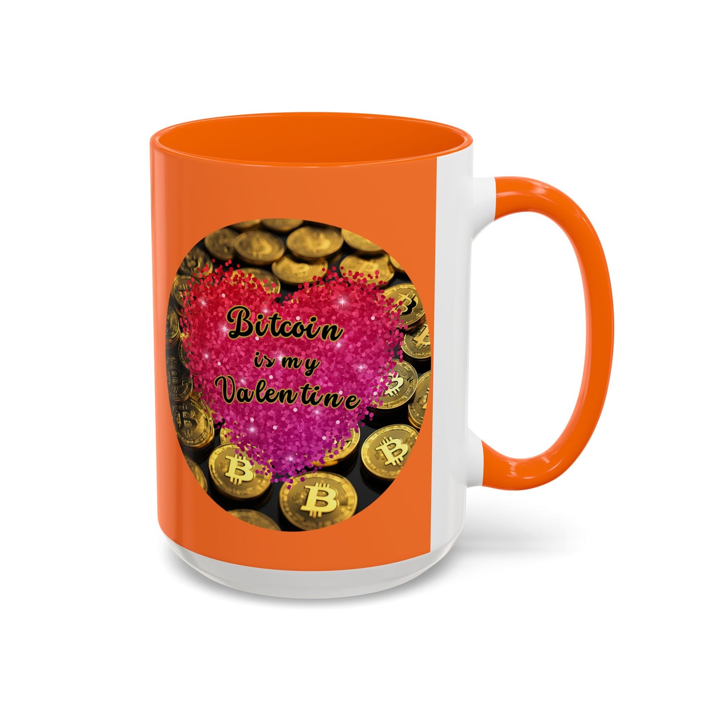 Bitcoin is My Valentine Orange Accent Mug by cypherpunkgear.com