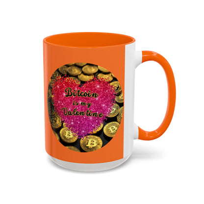 Bitcoin is My Valentine Orange Accent Mug by cypherpunkgear.com