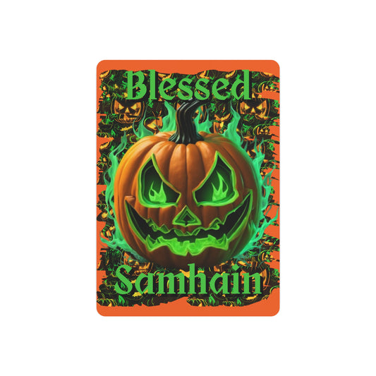 Blessed Samhain Green Jack Metal Art Sign by CreepyCrafts.boo