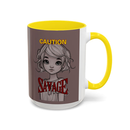 Caution, Savage Grey Accent Mug by cypherpunkgear.com
