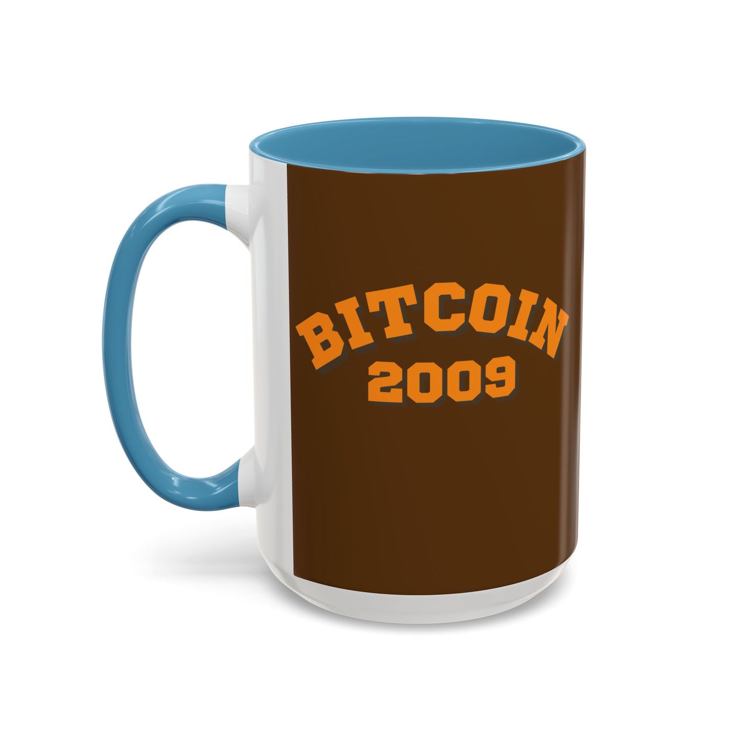 Bitcoin 2009 Brown Accent Mug by cypherpunkgear.com