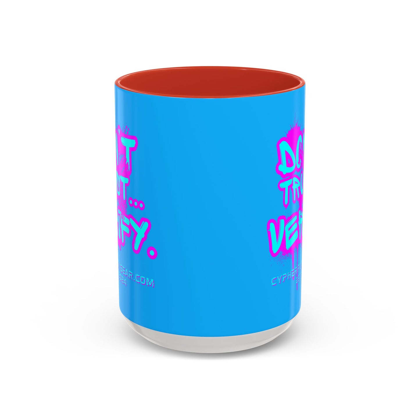 Don't Trust...Verify. Light Blue Accent Mug by cypherpunkgear.com