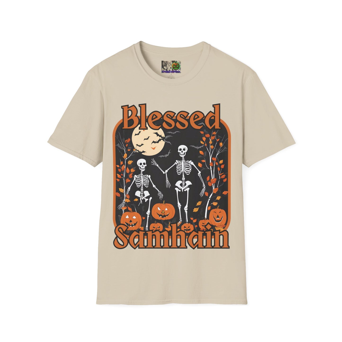 Spooktacular Skeletons of Samhain Light colors Unisex T-Shirt by CreepyCrafts.boo