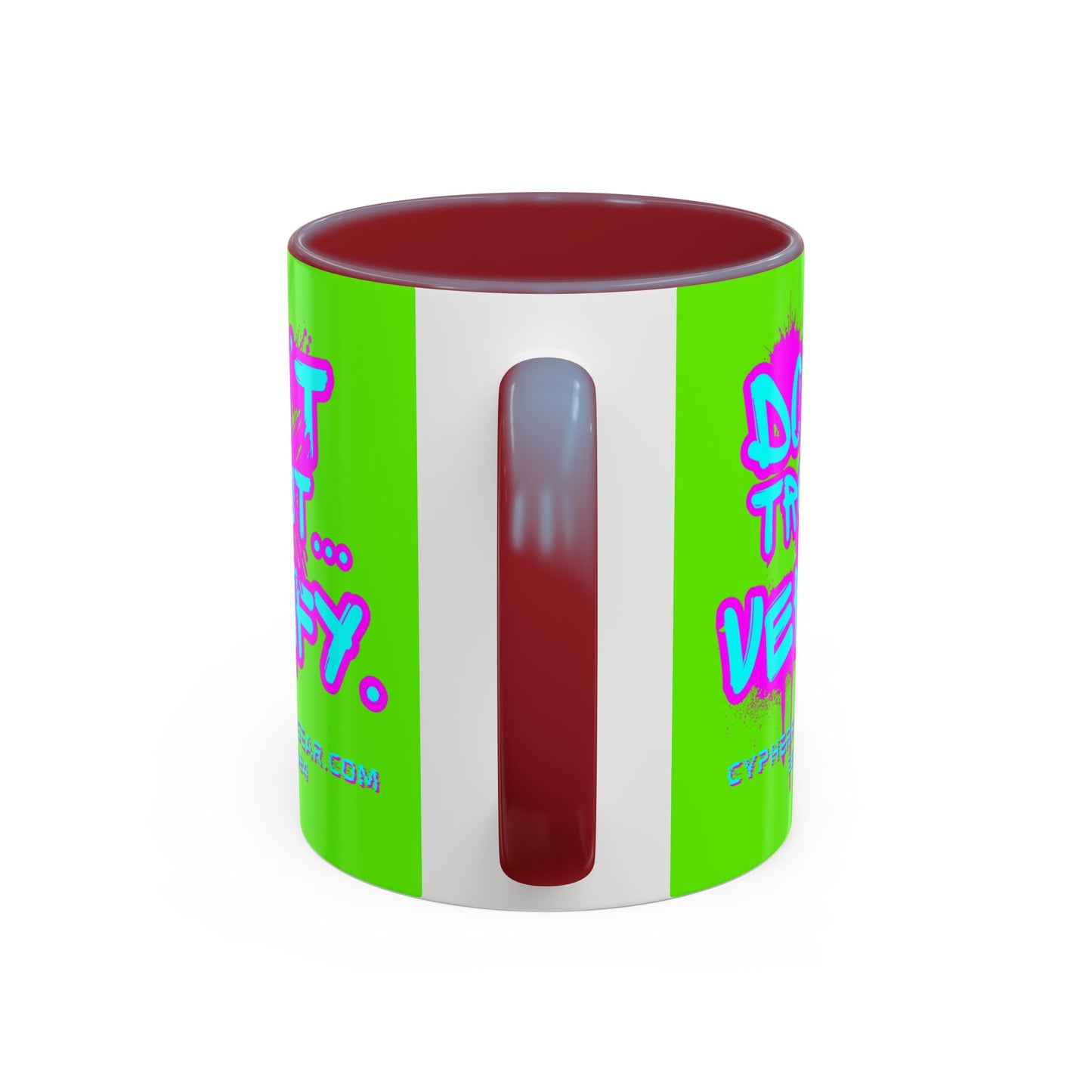 Don't Trust...Verify. Green Accent Mug by cypherpunkgear.com