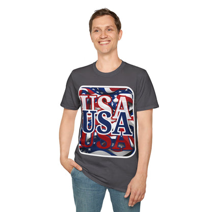 Red White and BLUE USA Patriot DKcolors Unisex T-Shirt by cypherpunkgear