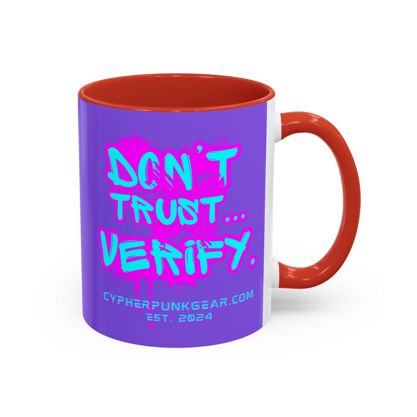 Don't Trust...Verify. Light Purple Accent Mug by cypherpunkgear.com