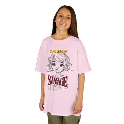 Caution: Small but Savage Kids Heavy Cotton Tee by cypherpunkgear.com