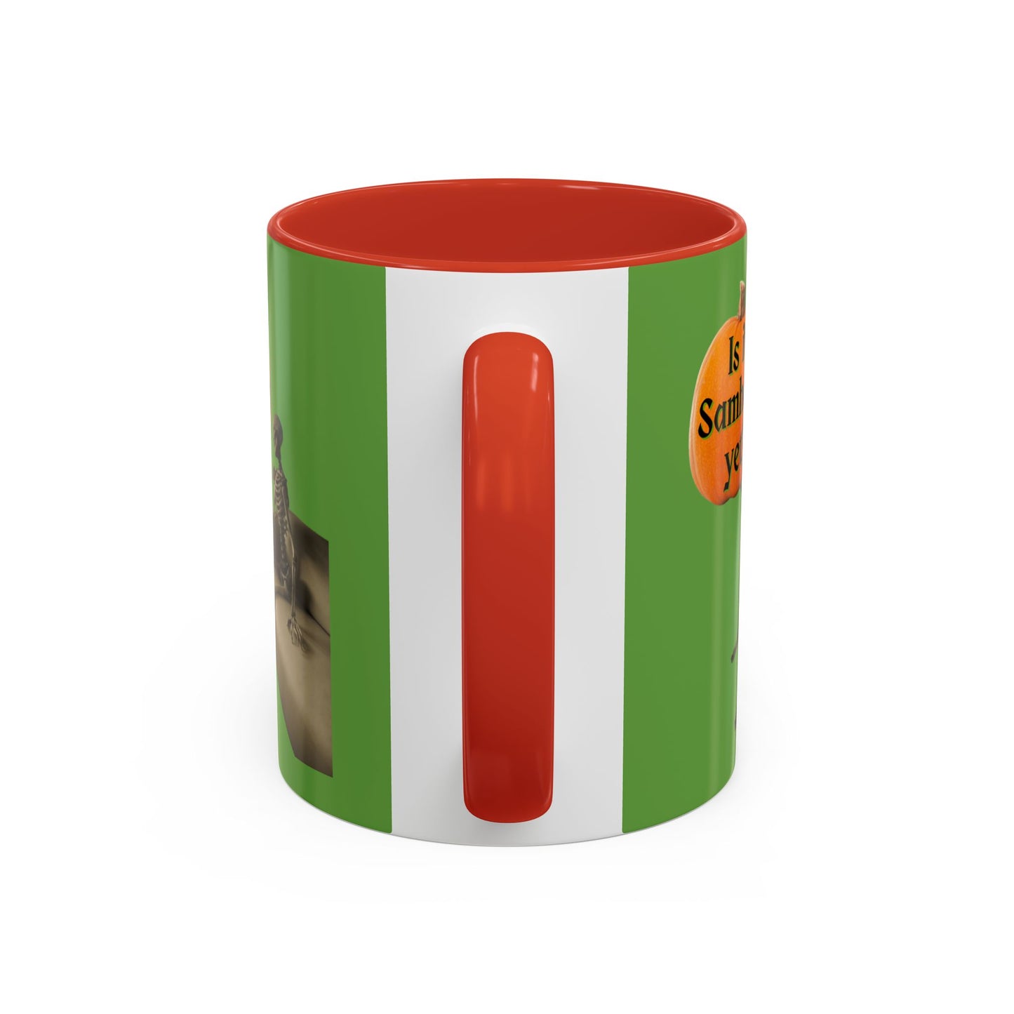 Is it Samhain yet? Skeleton's Pumpkin Green Accent Mug by CreepyCrafts.boo