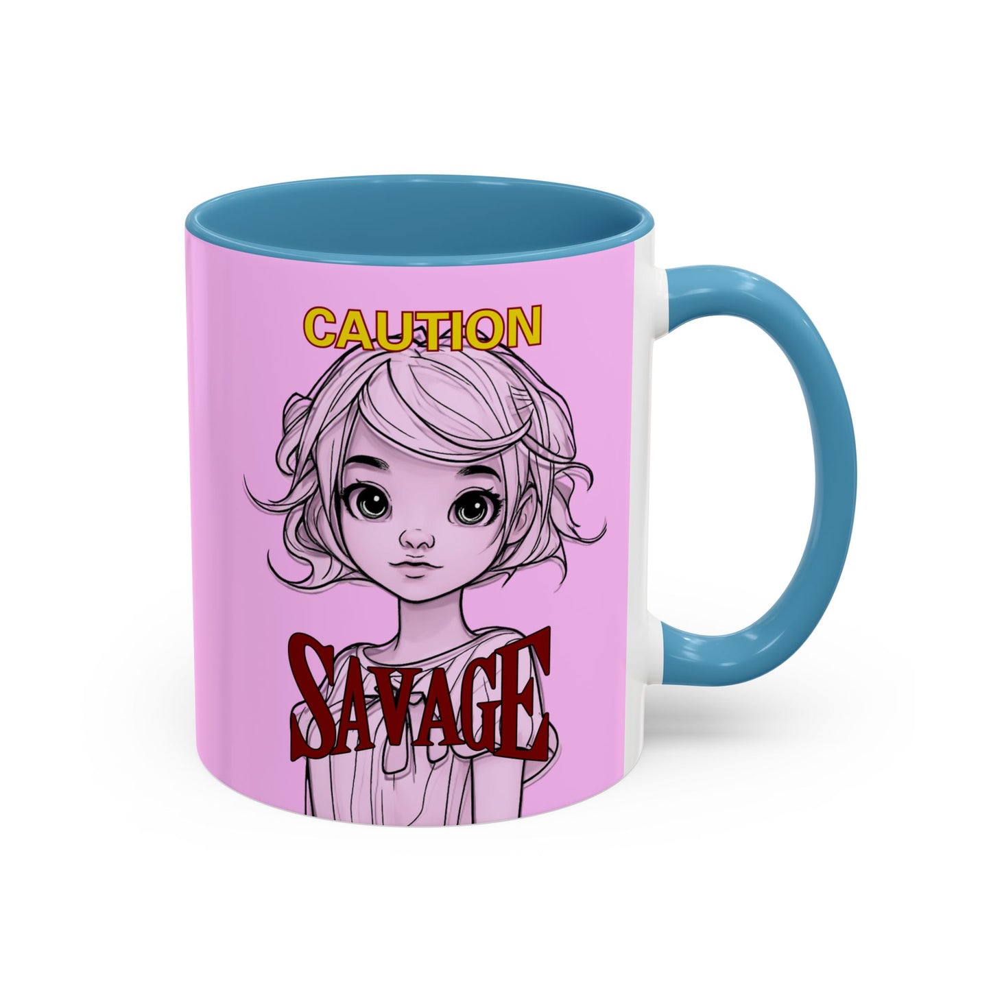 Caution, Savage Pink Accent Mug by cypherpunkgear.com