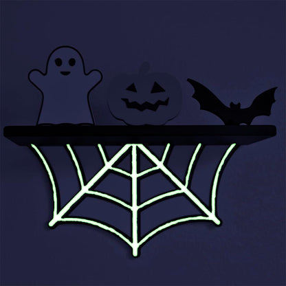 Spider Web Floating Shelf | Spooky Halloween Decor Shelf | 9" Wide x 5" Deep | Made in USA