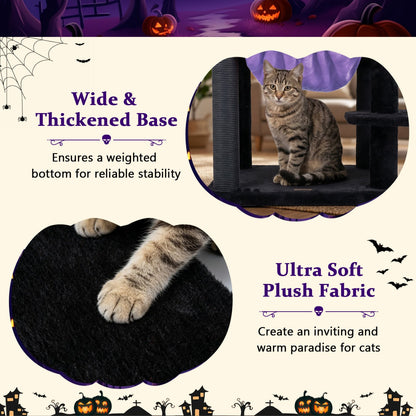 51" Gothic Multi-Level Cat Tree with Spider Toy & Hammock