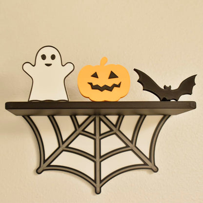 Spider Web Floating Shelf | Spooky Halloween Decor Shelf | 9" Wide x 5" Deep | Made in USA