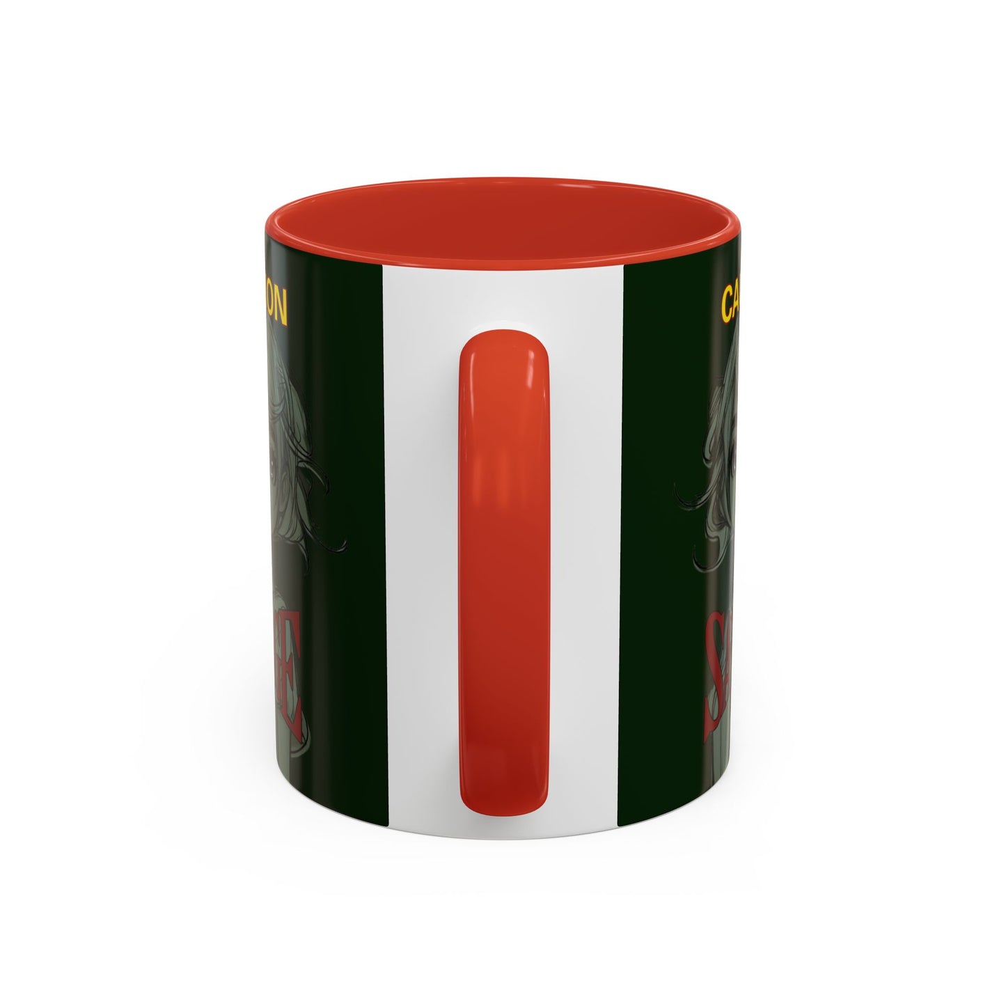 Caution, Savage Dark Green Accent Mug by cypherpunkgear.com