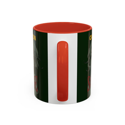Caution, Savage Dark Green Accent Mug by cypherpunkgear.com
