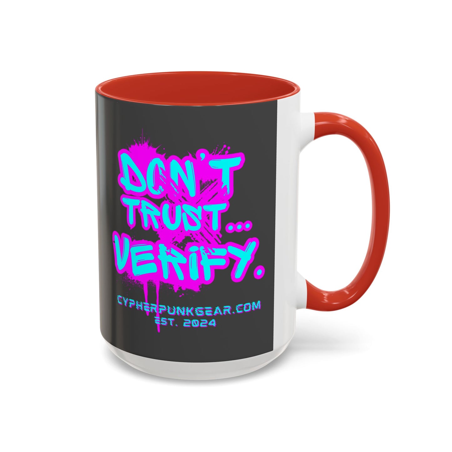 Don't Trust...Verify. Grey Accent Mug by cypherpunkgear.com