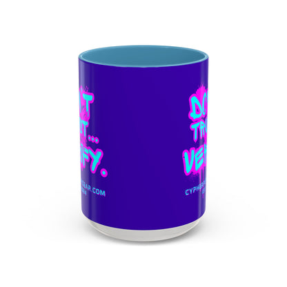 Don't Trust...Verify. Dark Purple Accent Mug by cypherpunkgear.com