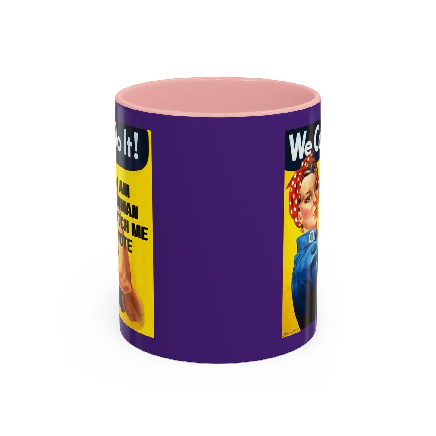 I Am Woman Watch Me Vote Rosie Dark Purple Accent Mug by cypherpunkgear.com