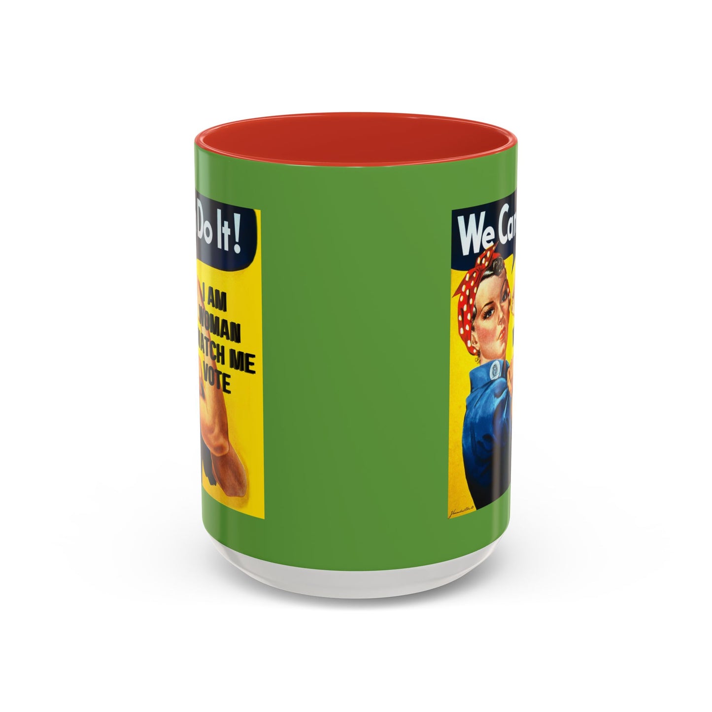I Am Woman Watch Me Vote Rosie Green Accent Mug by cypherpunkgear.com