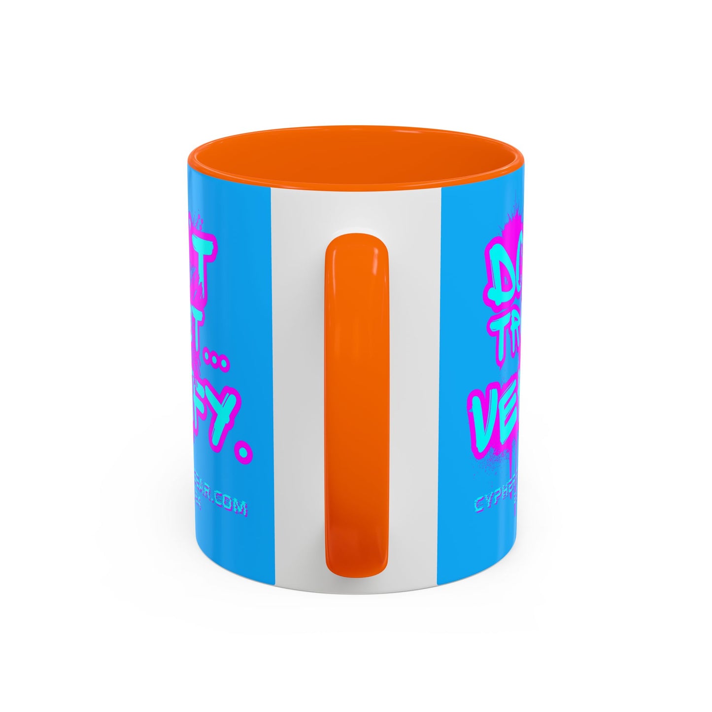 Don't Trust...Verify. Light Blue Accent Mug by cypherpunkgear.com
