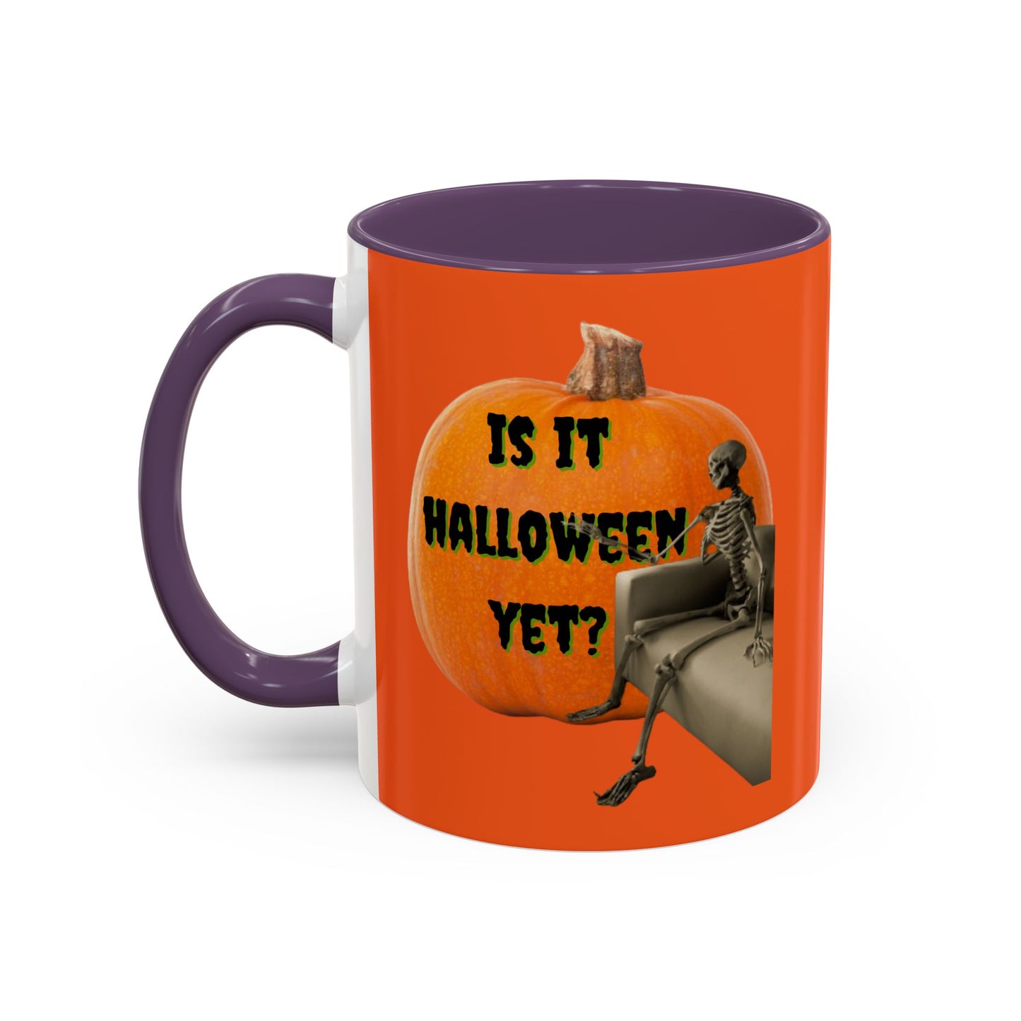 Is it Halloween yet? Skeleton's Giant Pumpkin Orange Accent Mug by CreepyCrafts.boo