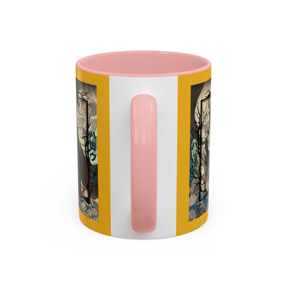 Yōkai Happy Halloween Yellow Accent Mug by CreepyCrafts.boo