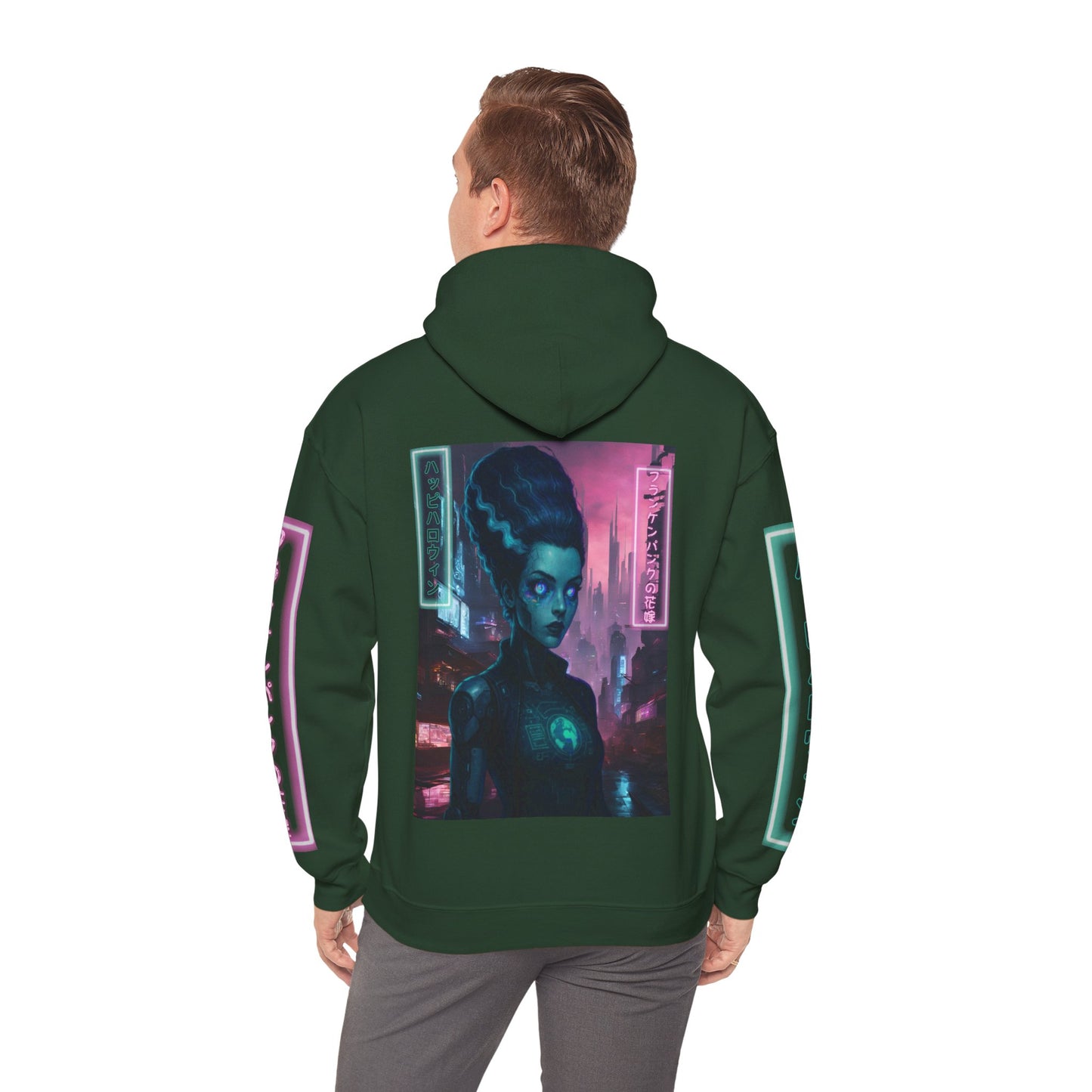 Neon Bride of Frankenstein Hoodie Unisex Hooded Sweatshirt by CreepyCrafts.boo
