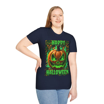 Happy Halloween Green Jack Dark colors Unisex T-Shirt by CreepyCrafts.boo