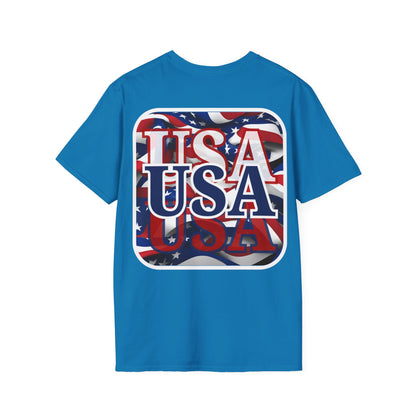 2-sided Red White and BLUE USA Patriot DKcolors Unisex T-Shirt by cypherpunkgear