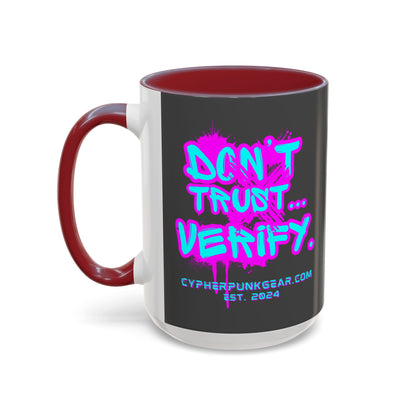 Don't Trust...Verify. Grey Accent Mug by cypherpunkgear.com