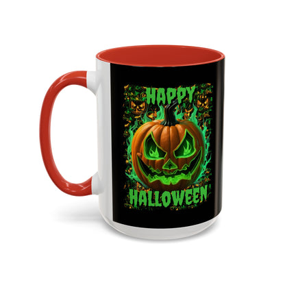 Happy Halloween Green Jack Black Accent Mug by CreepyCrafts.boo