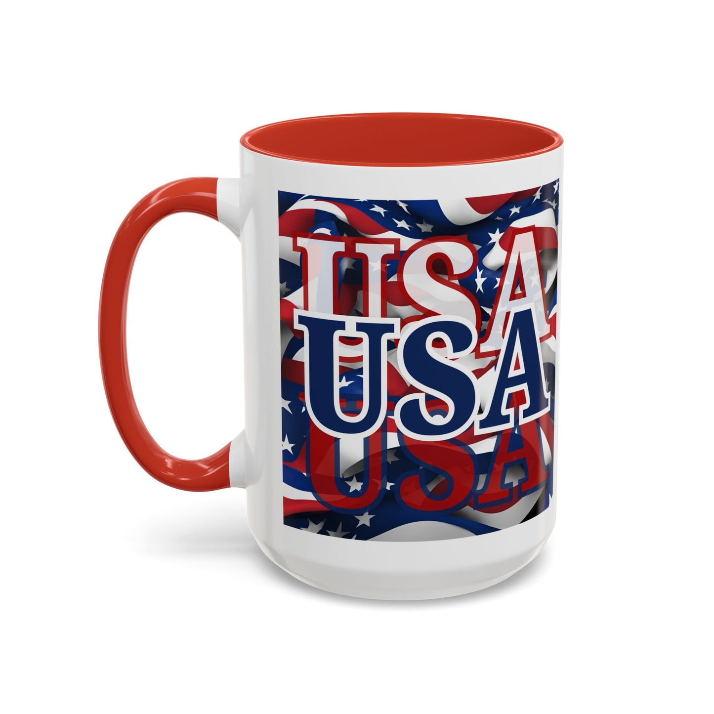USA Blue font Center Patriot Accent Mug by cypherpunkgear.com