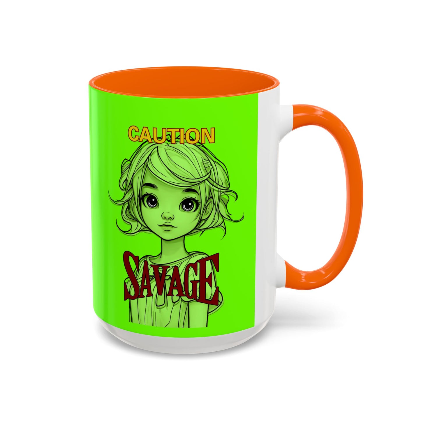 Caution, Savage Light Green Accent Mug by cypherpunkgear.com