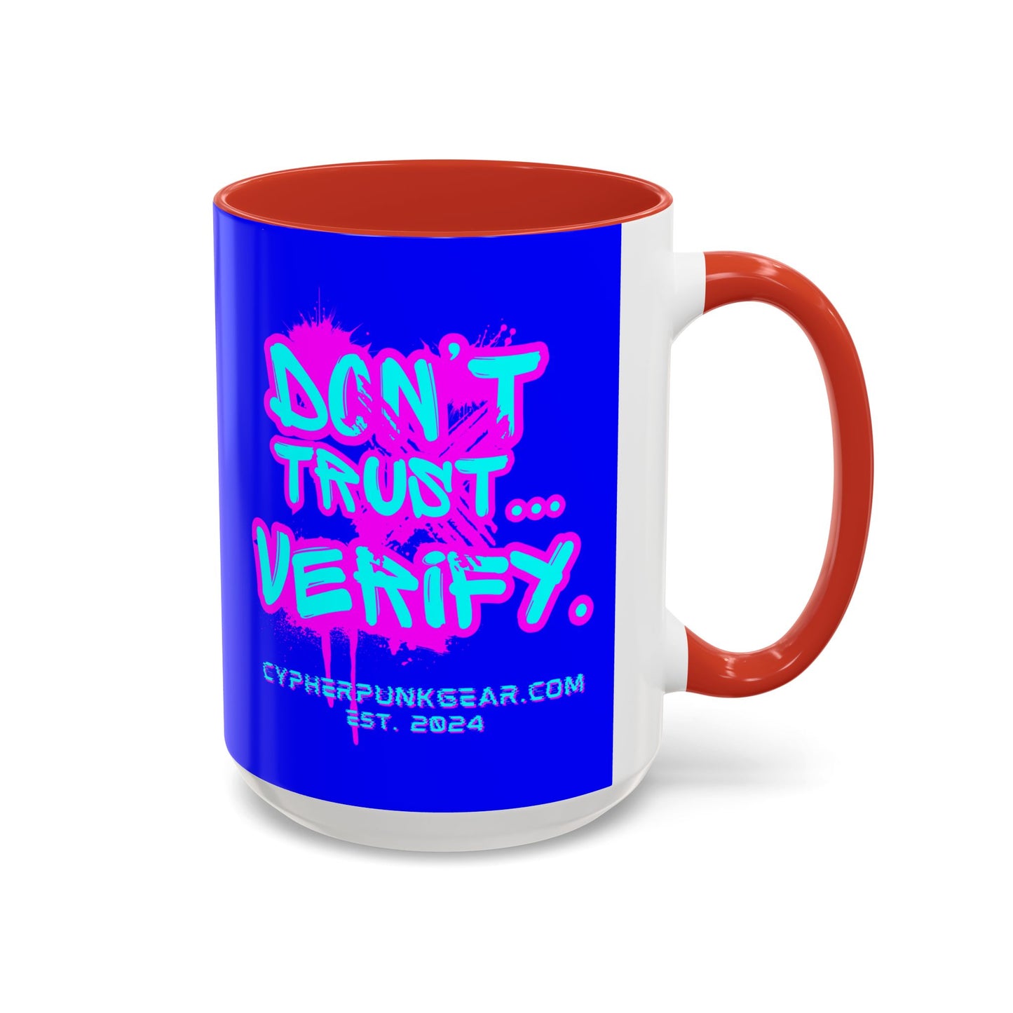 Don't Trust...Verify. Dark Blue Accent Mug by cypherpunkgear.com