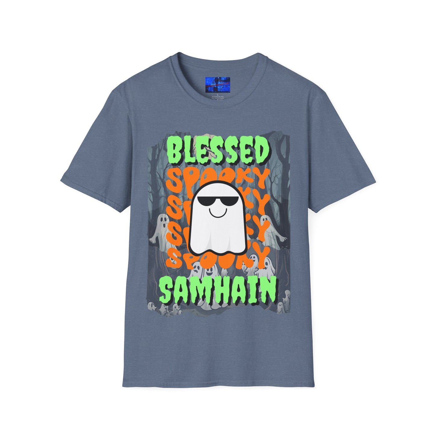 Spooky Blessed Samhain Ghost GNfont Unisex T-Shirt by cypherpunkgear