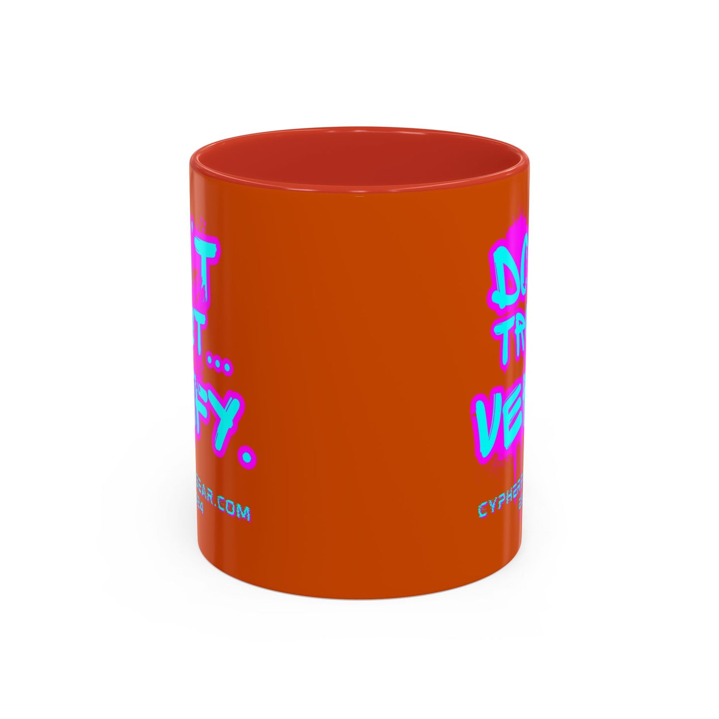 Don't Trust...Verify. Orange Accent Mug by cypherpunkgear.com