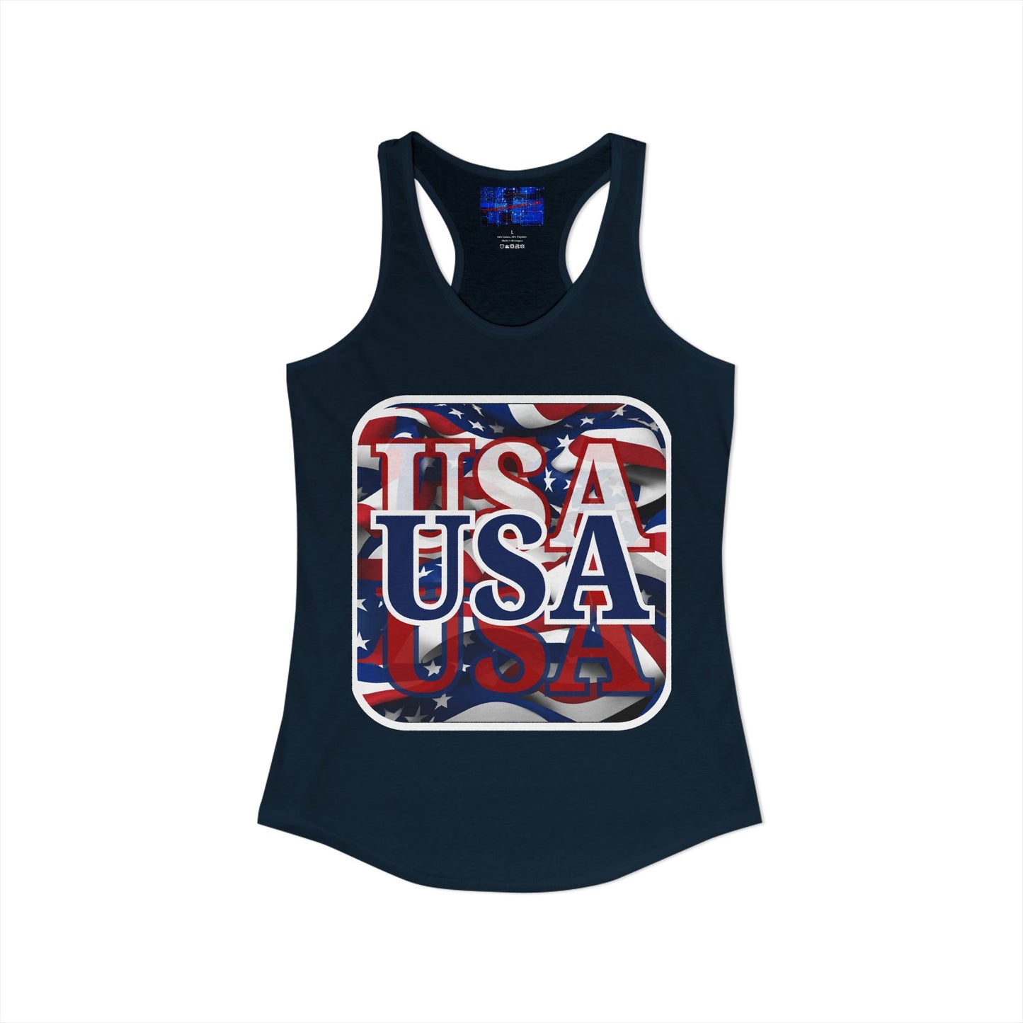 Red White and BLUE USA Patriot Women's Racerback Tank Top by cypherpunkgear.com