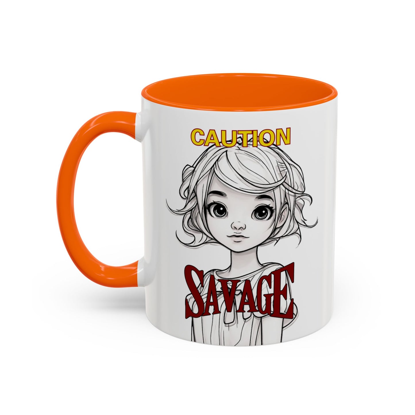Caution, Savage White Accent Mug by cypherpunkgear.com