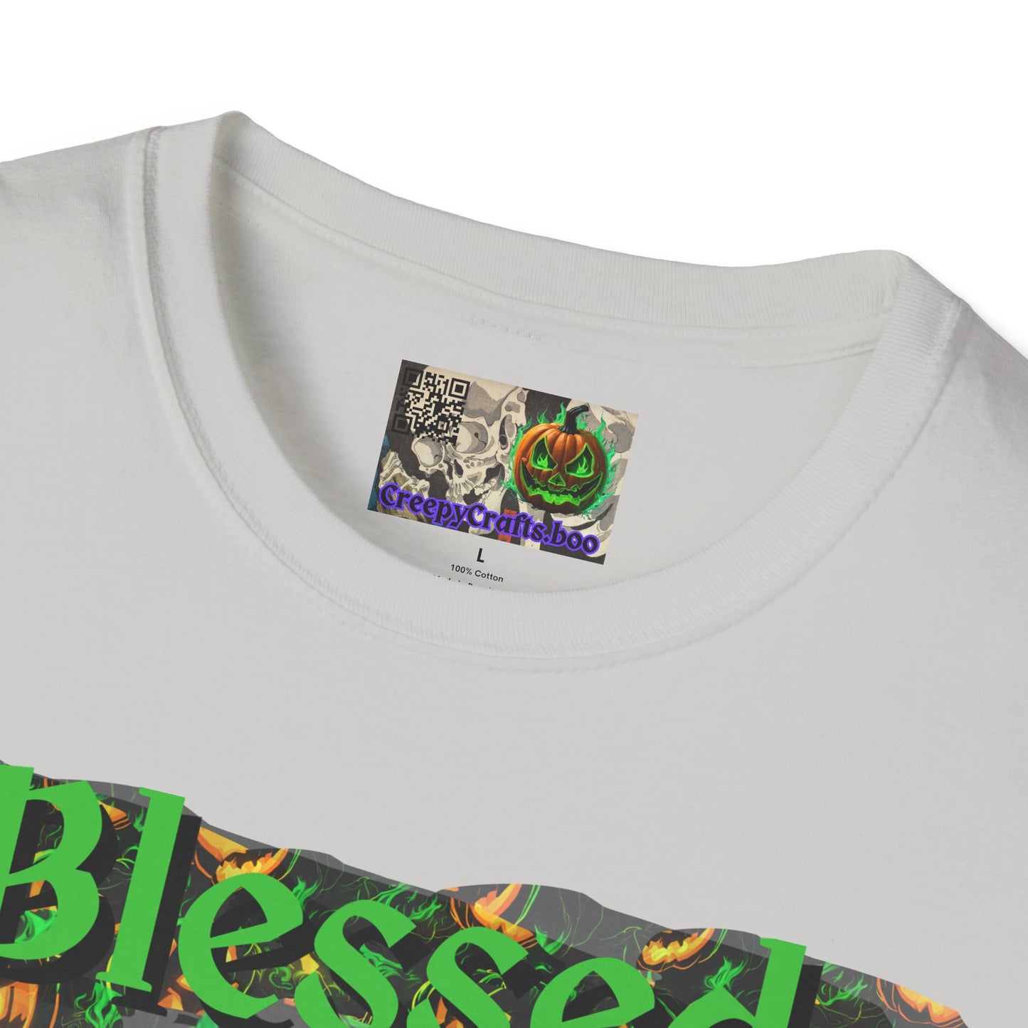 Blessed Samhain Green Jack Light colors Unisex T-Shirt by CreepyCrafts.boo