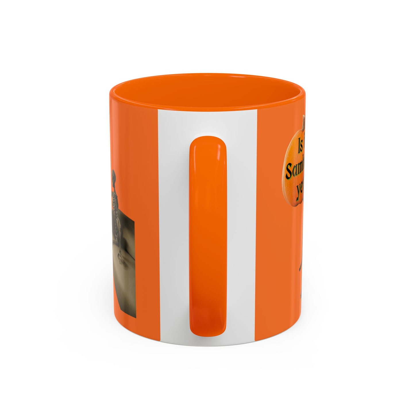 Is it Samhain yet? Skeleton's Pumpkin Orange Accent Mug by CreepyCrafts.boo
