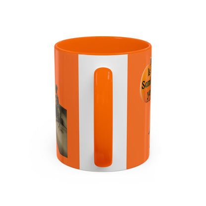 Is it Samhain yet? Skeleton's Pumpkin Orange Accent Mug by CreepyCrafts.boo
