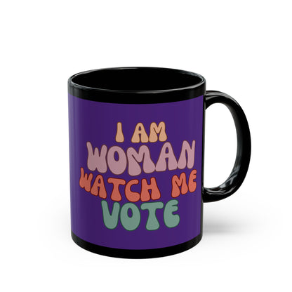 I Am Woman Watch Me Vote Purple Mug by cypherpunkgear.com